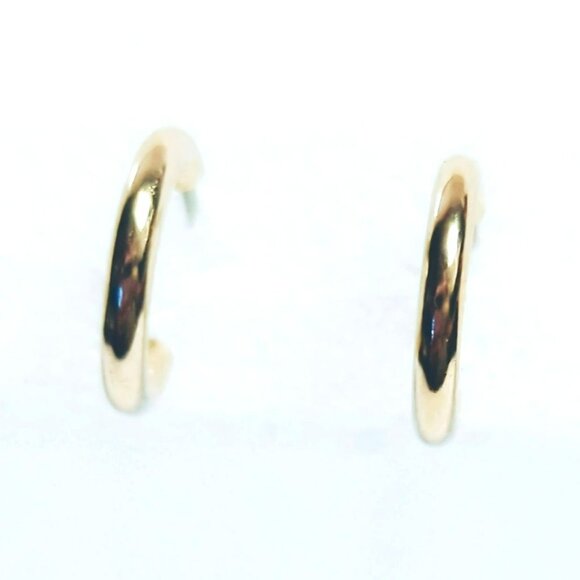Vintage Gold-Tone Small Hoop Earrings - Picture 3 of 3